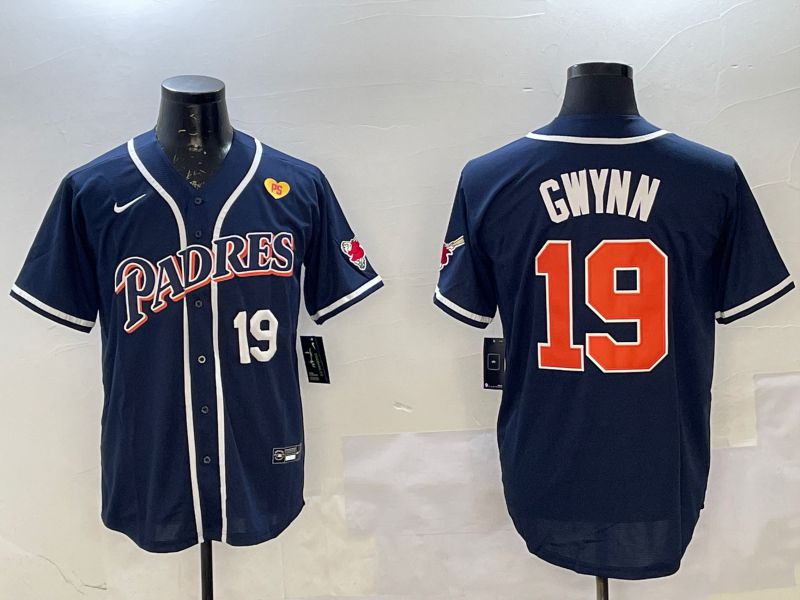 Men San Diego Padres 19 Gwynn Blue Throwback Game 2025 Nike MLB Jersey style 8